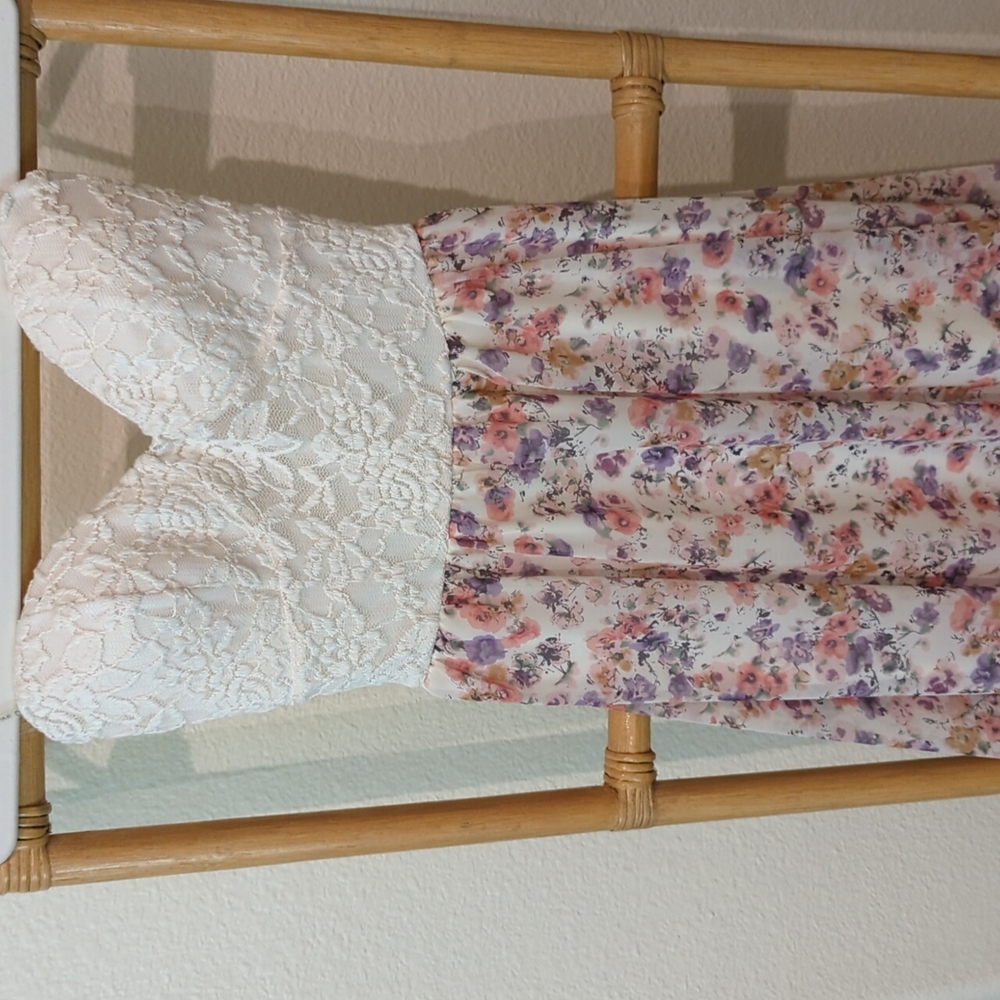 White strapless flora high low dress